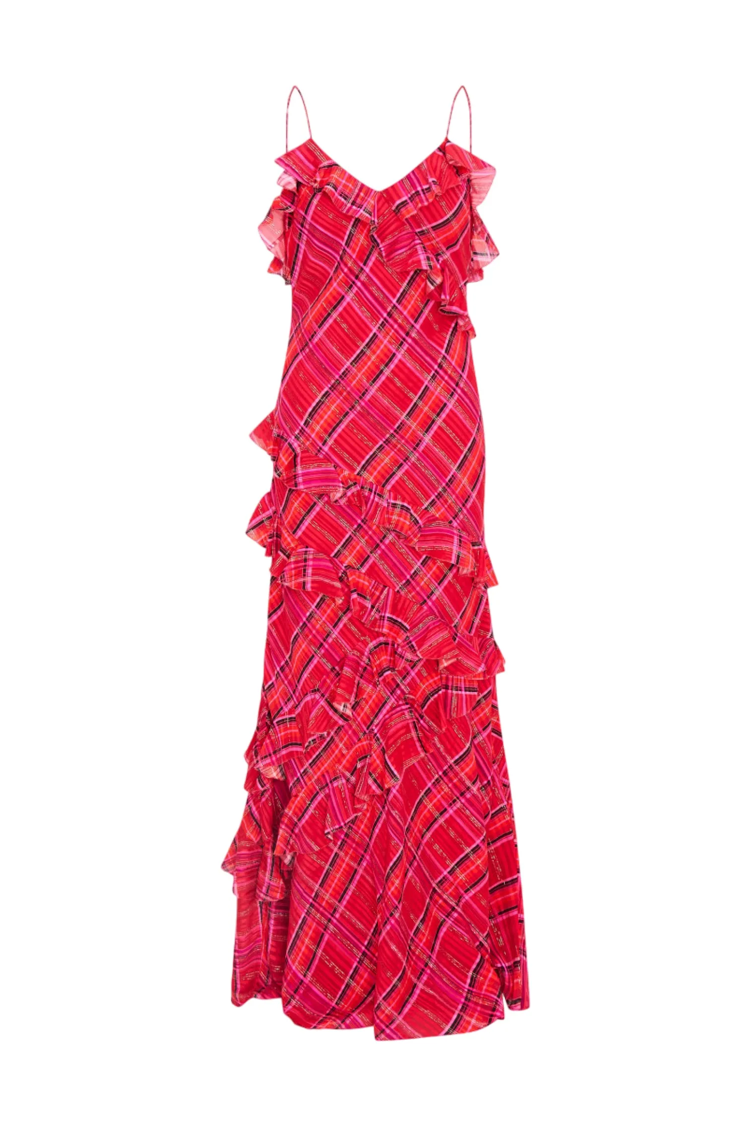 Rialto Silk Tartan Dress - CHEERY RED