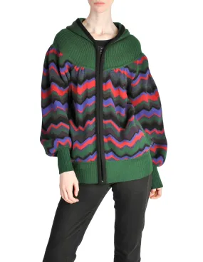 Saint Laurent Rive Gauche Vintage Chevron Knit Hooded Sweater Jacket