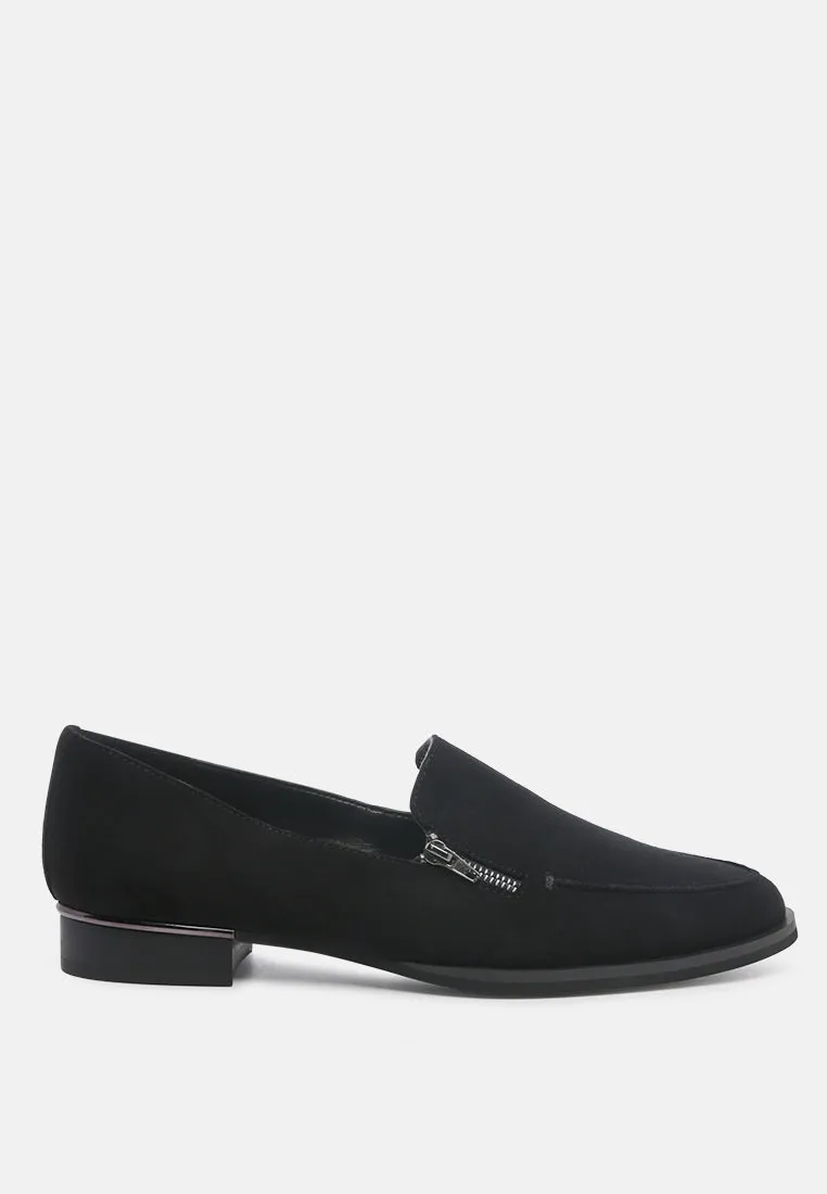 SARA Black Suede Slip-on Loafers