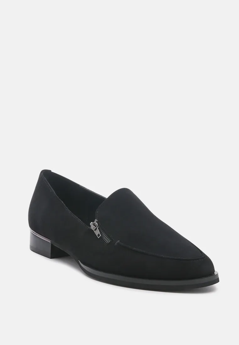 SARA Black Suede Slip-on Loafers