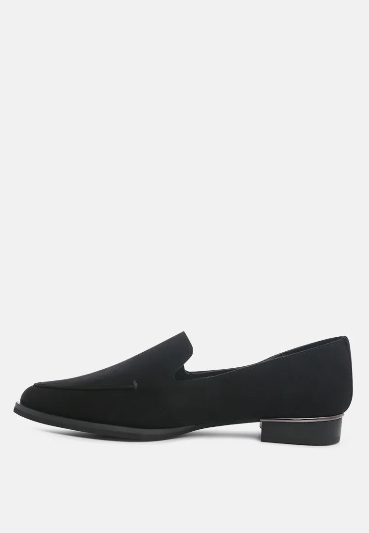 SARA Black Suede Slip-on Loafers