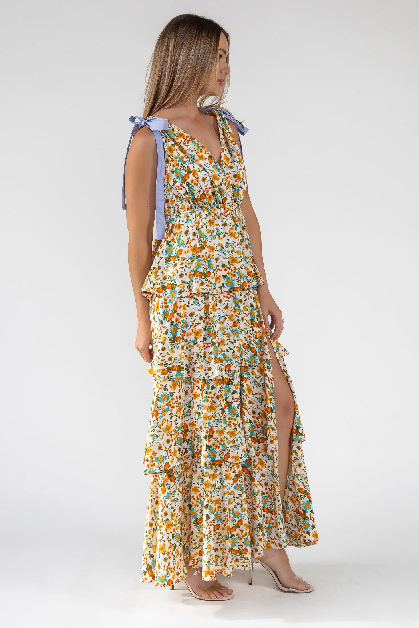 Shaina Yellow Floral Maxi Dress