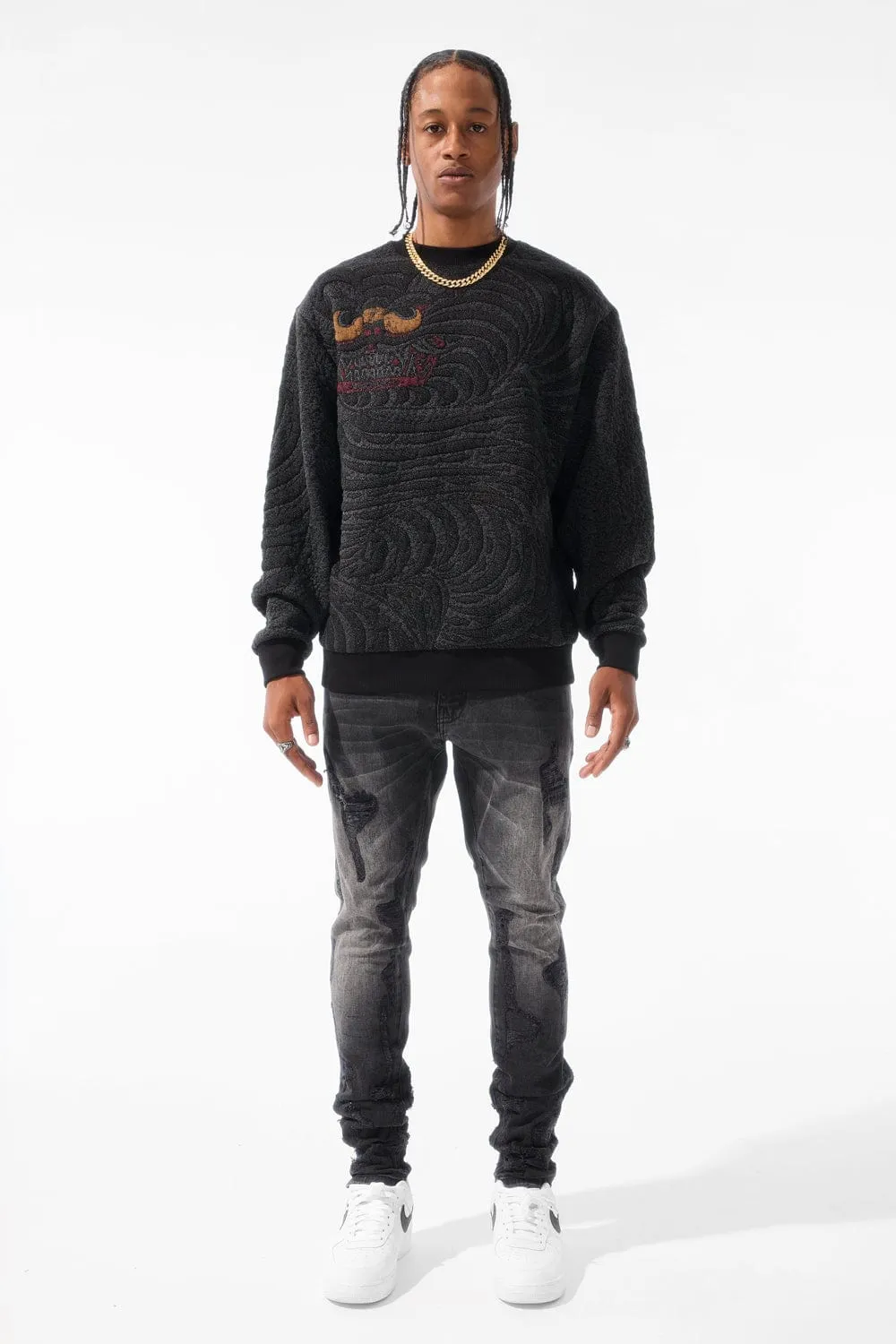 Silk Road Crewneck Sweater (Black Dragon)