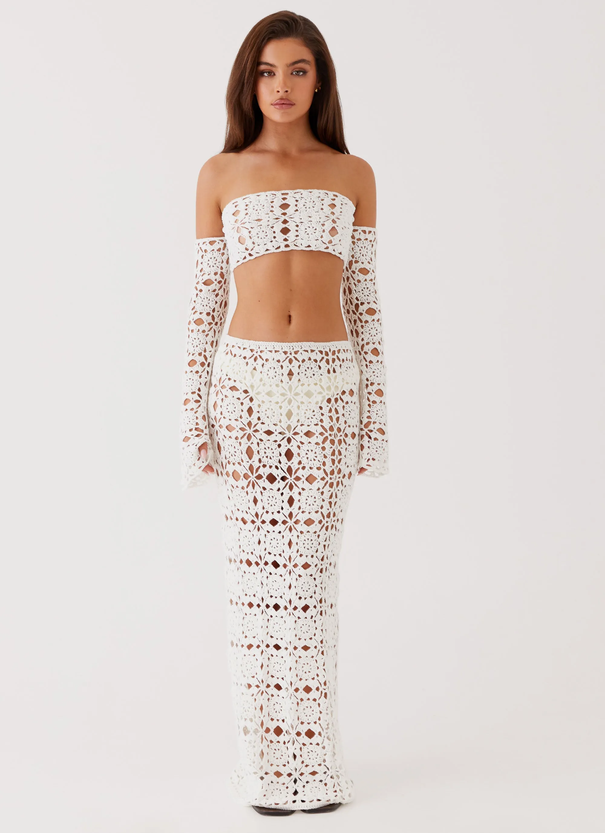 Sorrentino Crochet Maxi Skirt - White