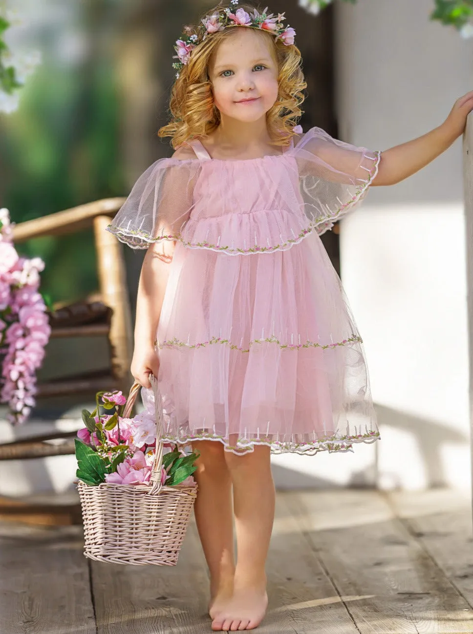 Spring Darling Floral Hem Tulle Dress