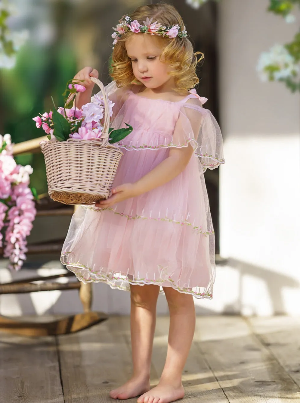 Spring Darling Floral Hem Tulle Dress