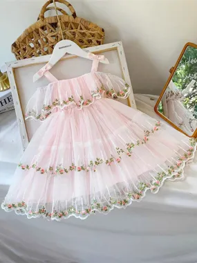 Spring Darling Floral Hem Tulle Dress