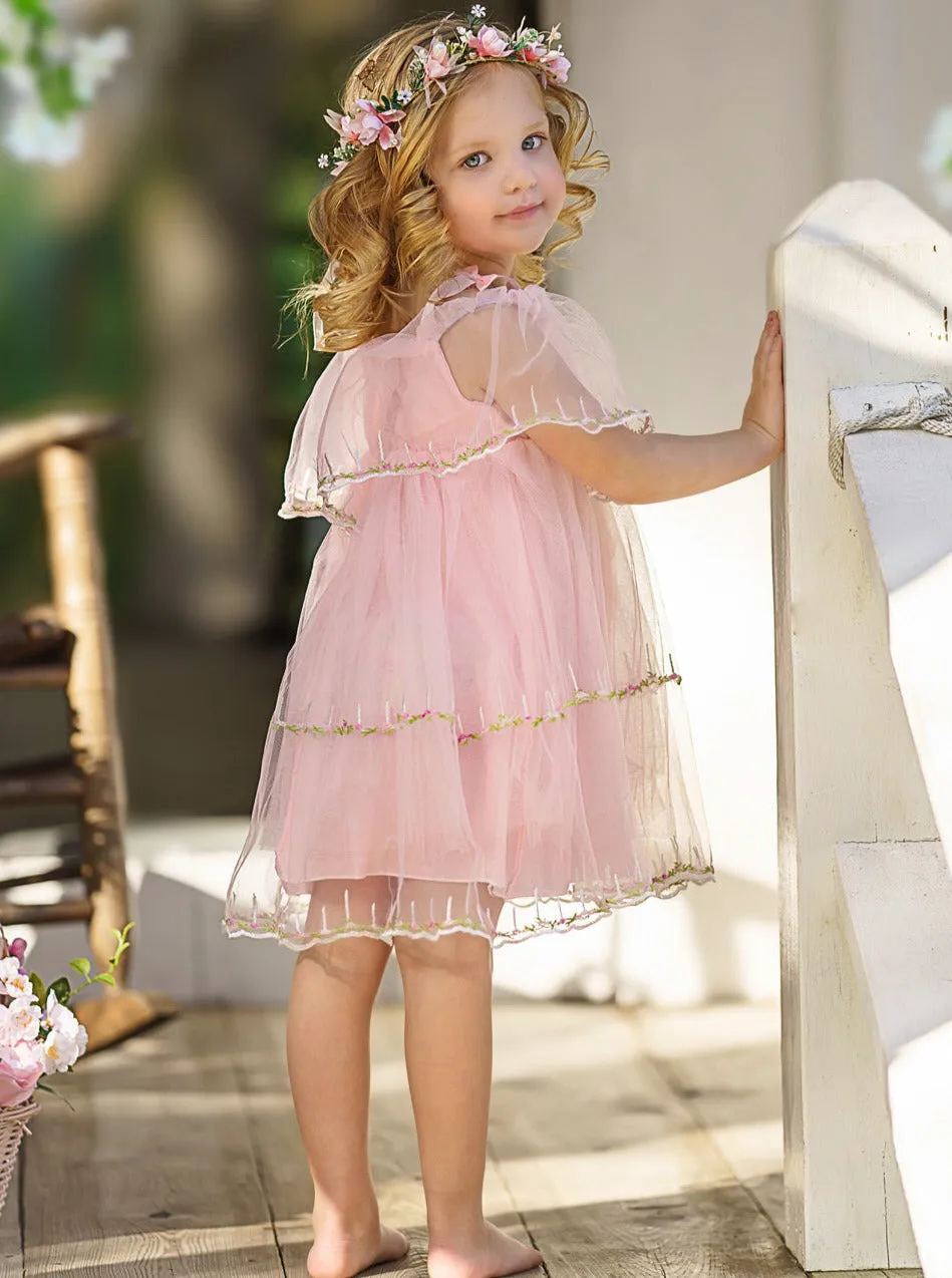 Spring Darling Floral Hem Tulle Dress