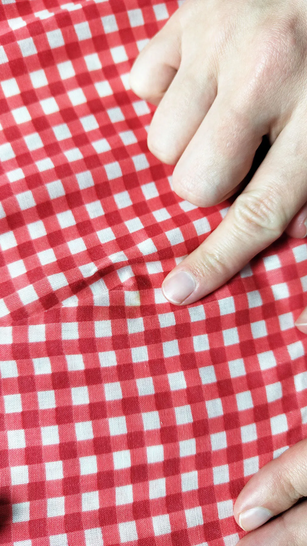 St Andre Red & White Gingham Check Maxi Dress, 1970s