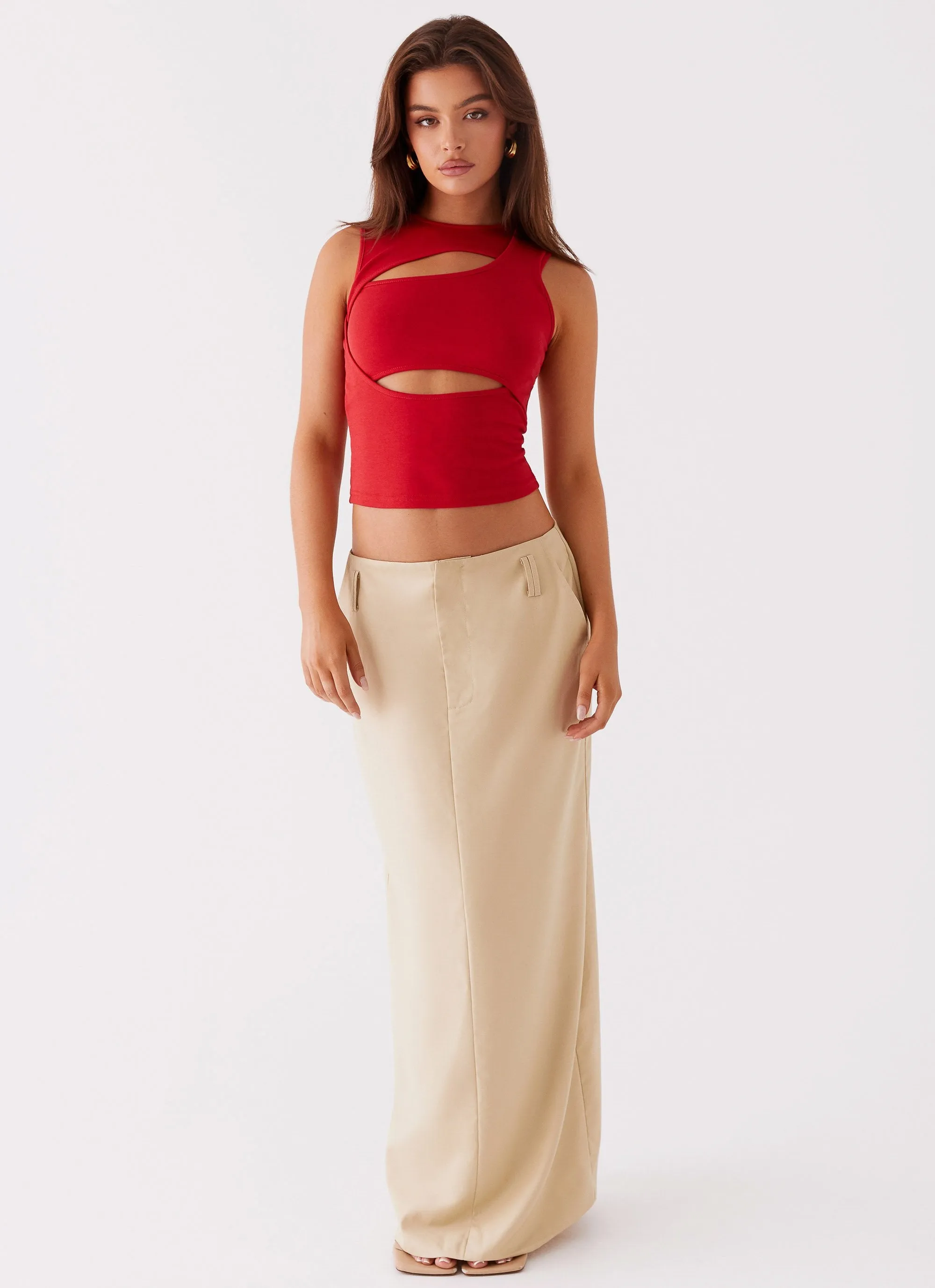 Stella Tailored Maxi Skirt - Beige