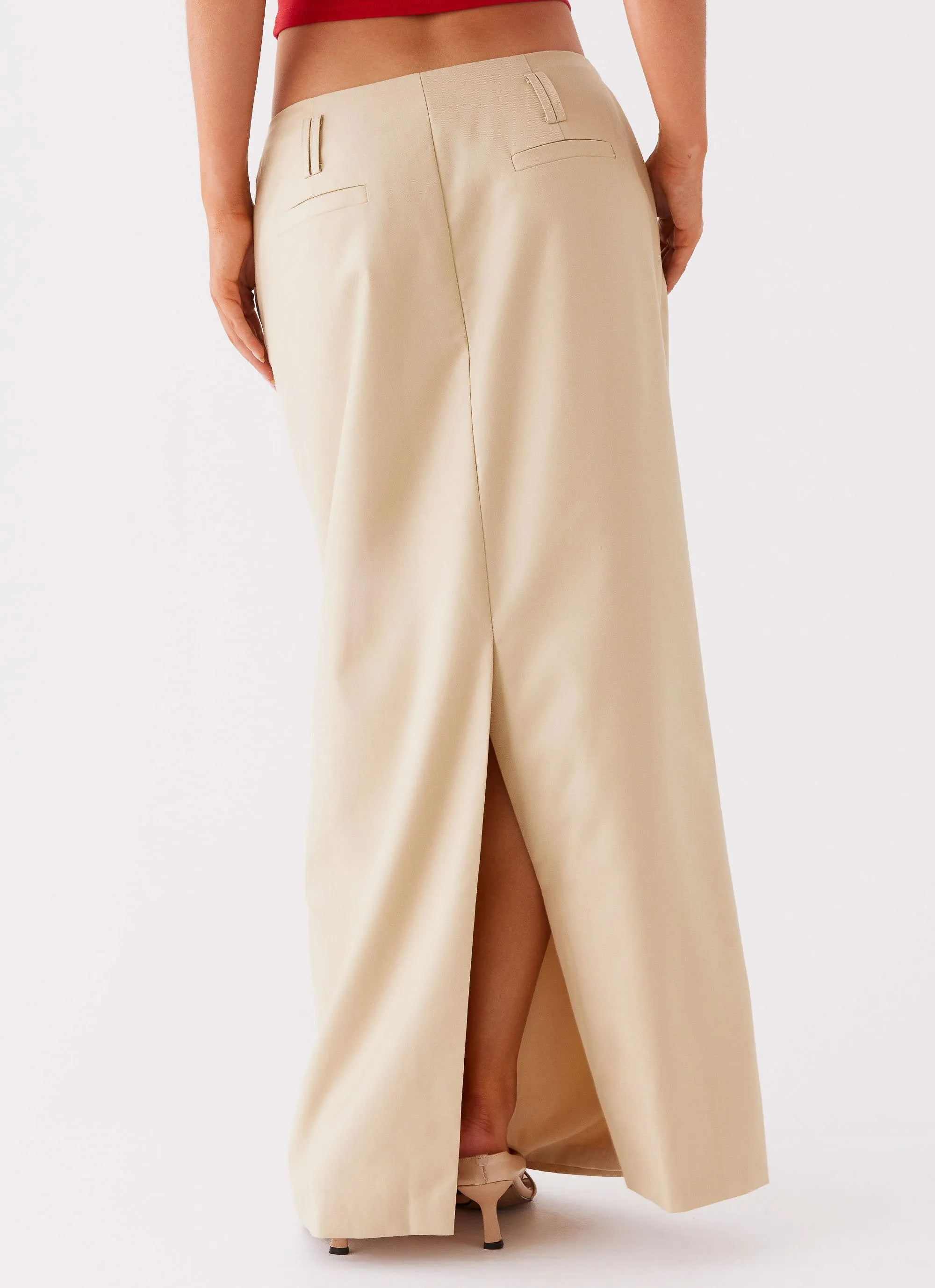 Stella Tailored Maxi Skirt - Beige