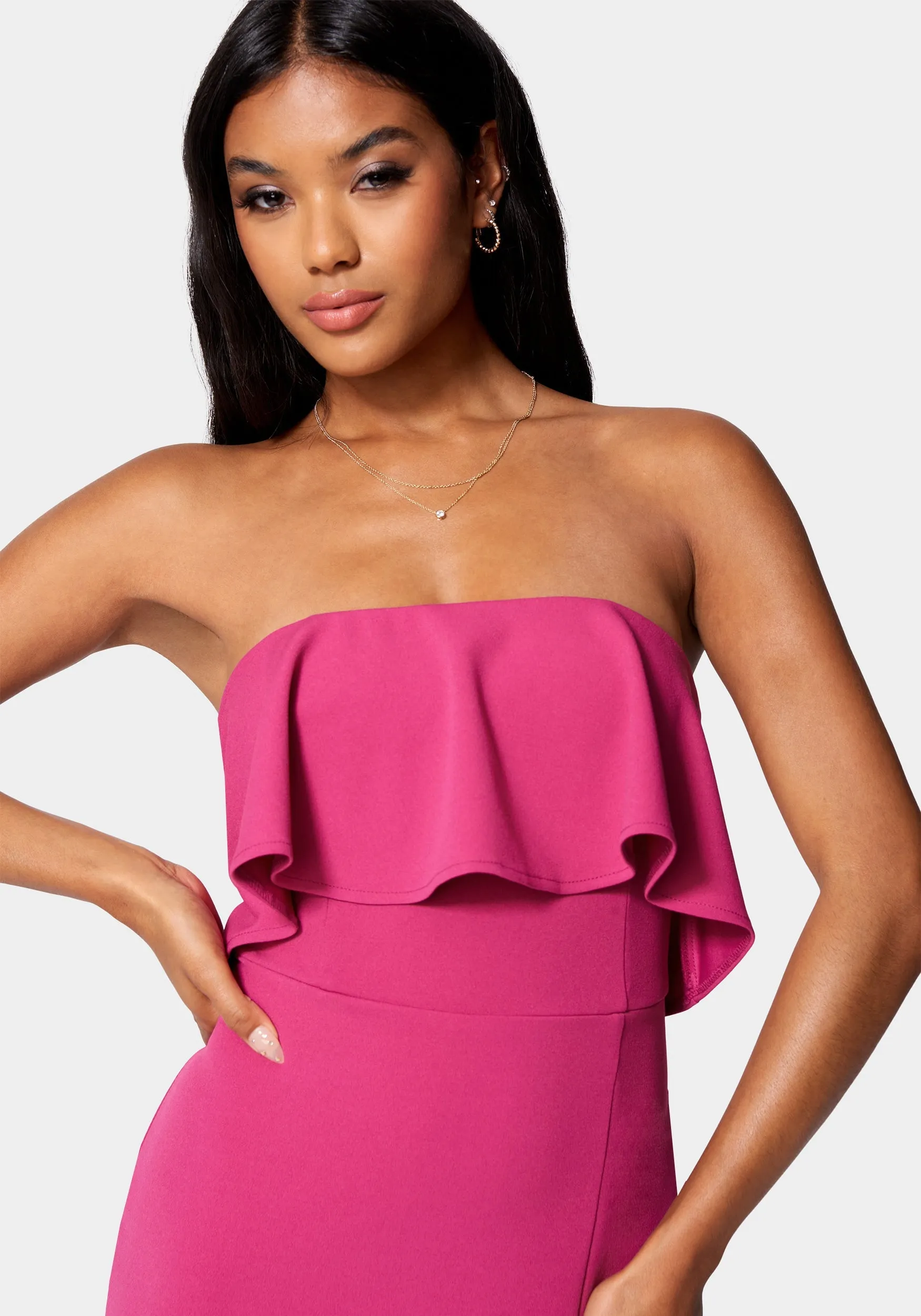 Strapless Flounce Mini Dress