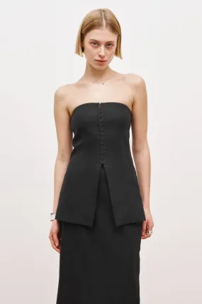 Strapless Linen Bustier - Black