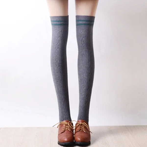 Students Stripe Knee-High Socks AD0191