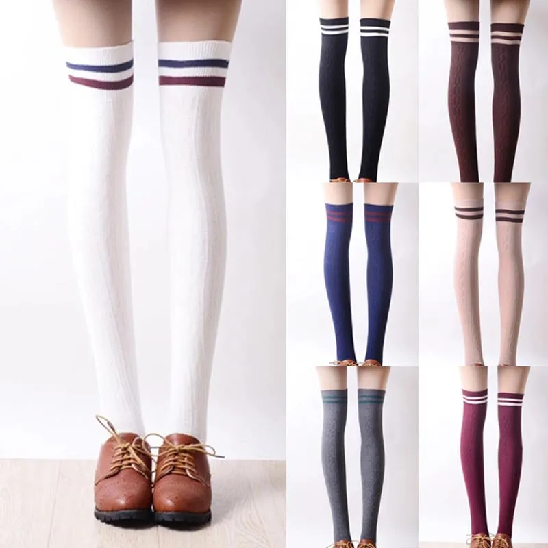 Students Stripe Knee-High Socks AD0191