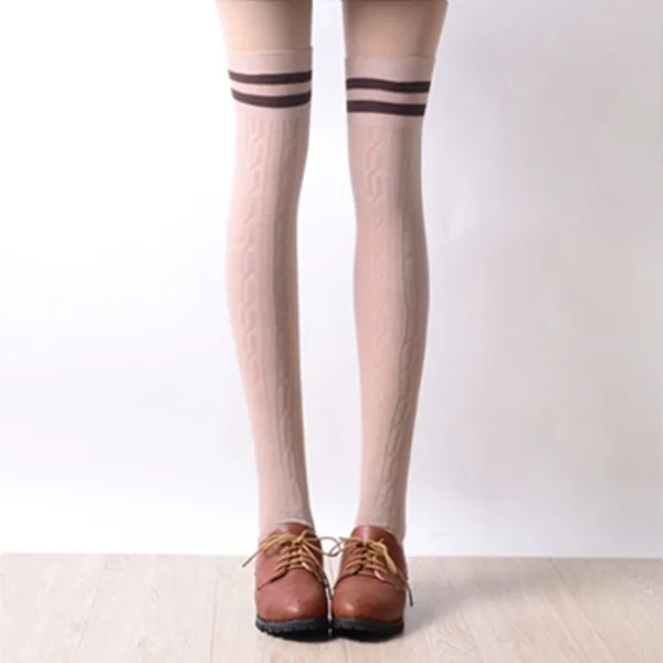 Students Stripe Knee-High Socks AD0191