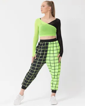 Studio 7, GEO PRINT HAREM PANTS, Black/Neon Green, Adults, AUHP02