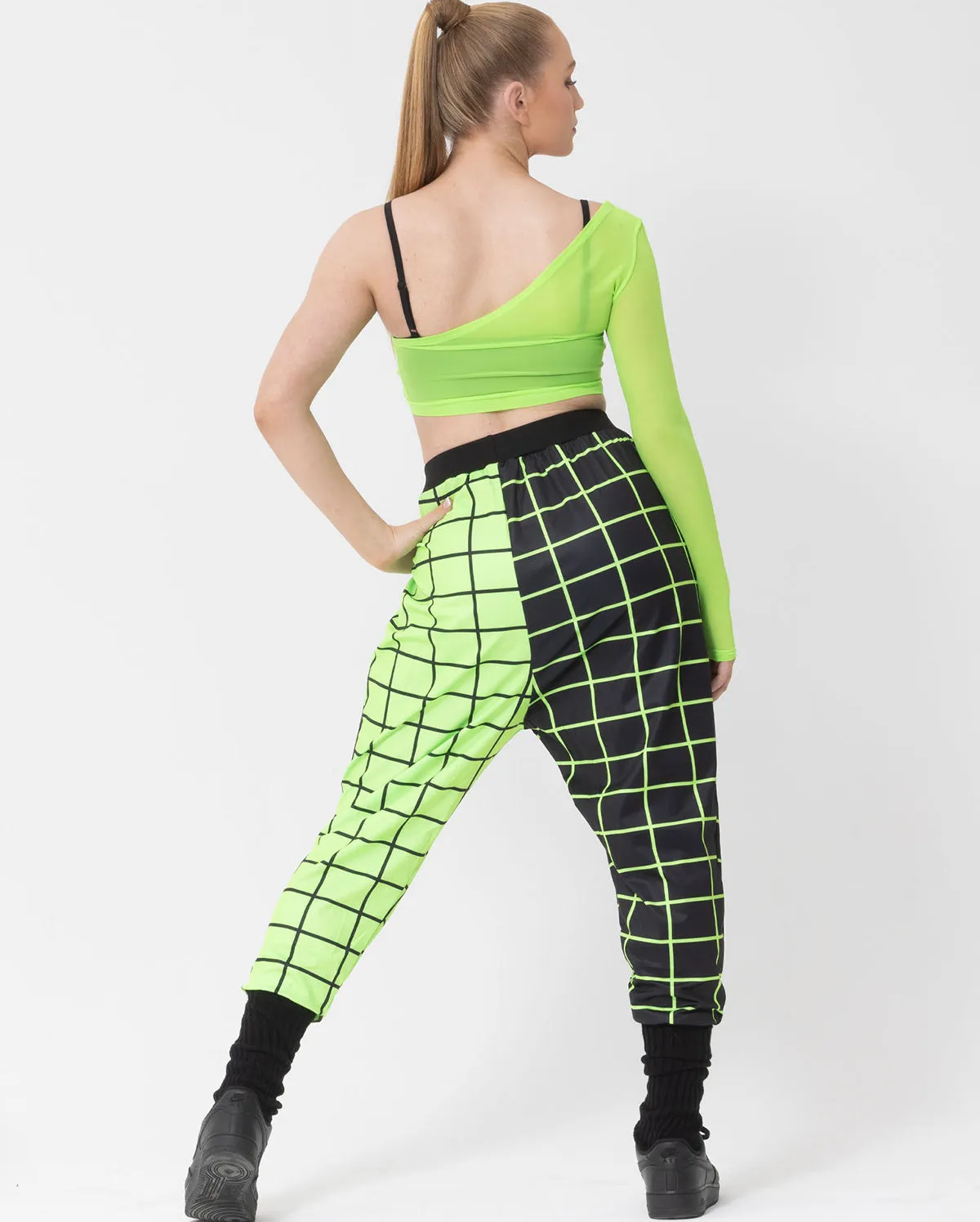 Studio 7, GEO PRINT HAREM PANTS, Black/Neon Green, Adults, AUHP02