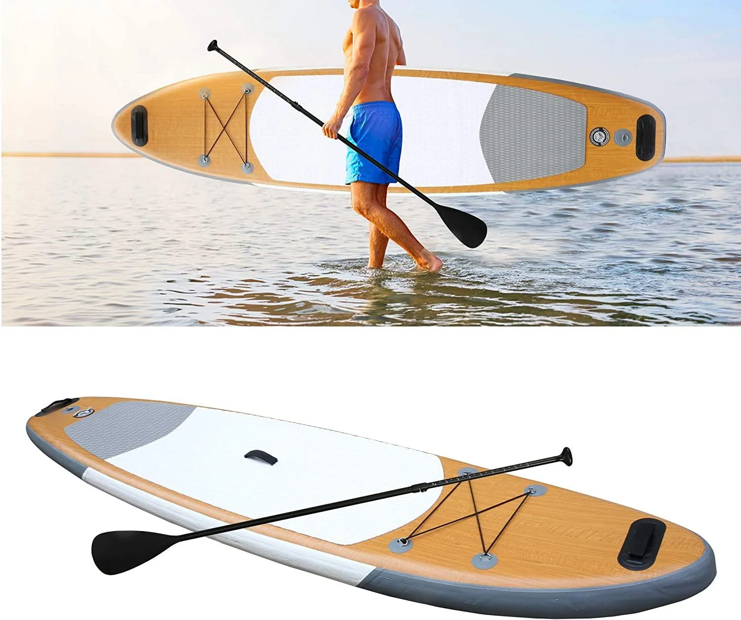 SUP Inflatable Stand Up Paddle Board with ISUP Accessories Backpack Paddle Pump Leash Fin and Repair Kit for Youth & Adult