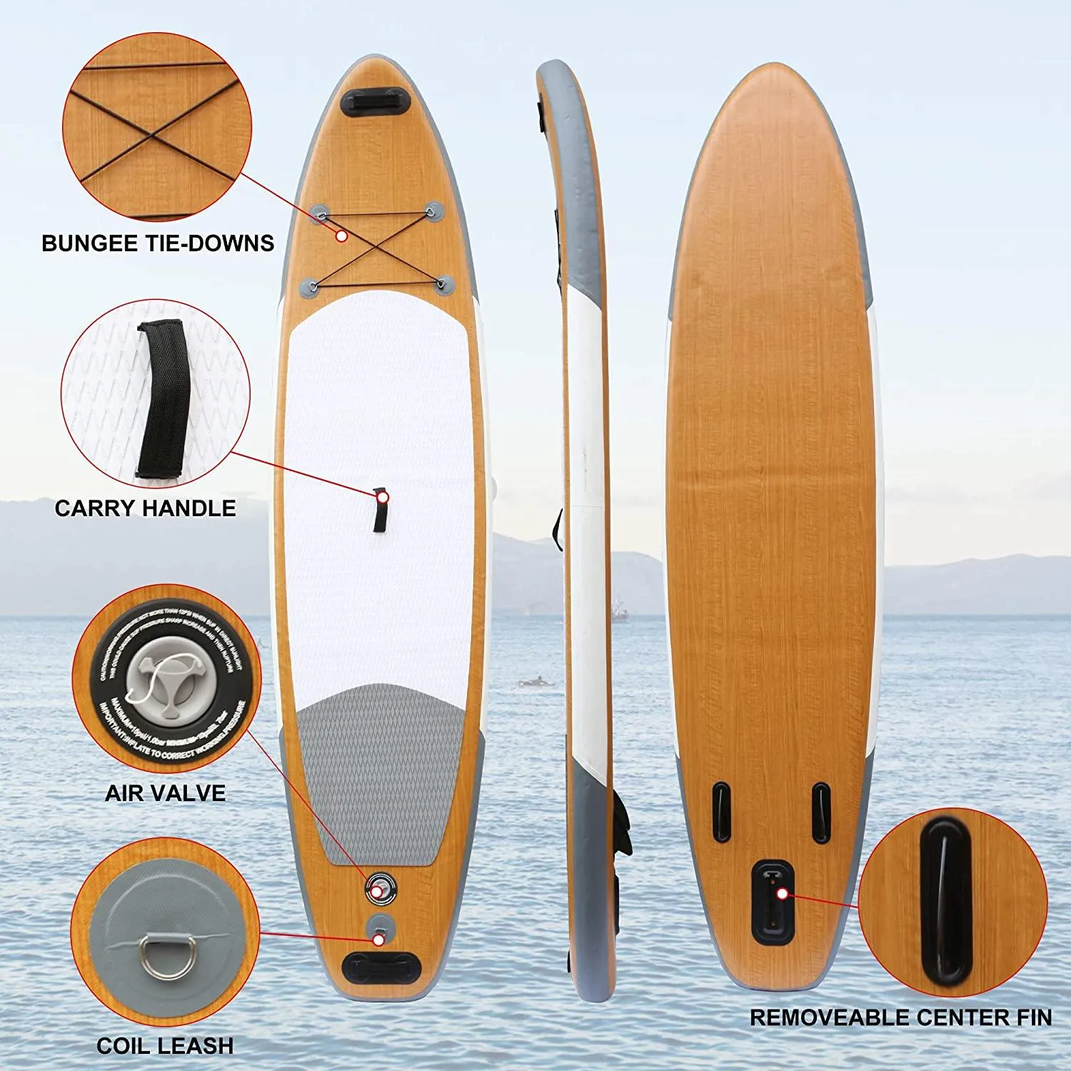 SUP Inflatable Stand Up Paddle Board with ISUP Accessories Backpack Paddle Pump Leash Fin and Repair Kit for Youth & Adult