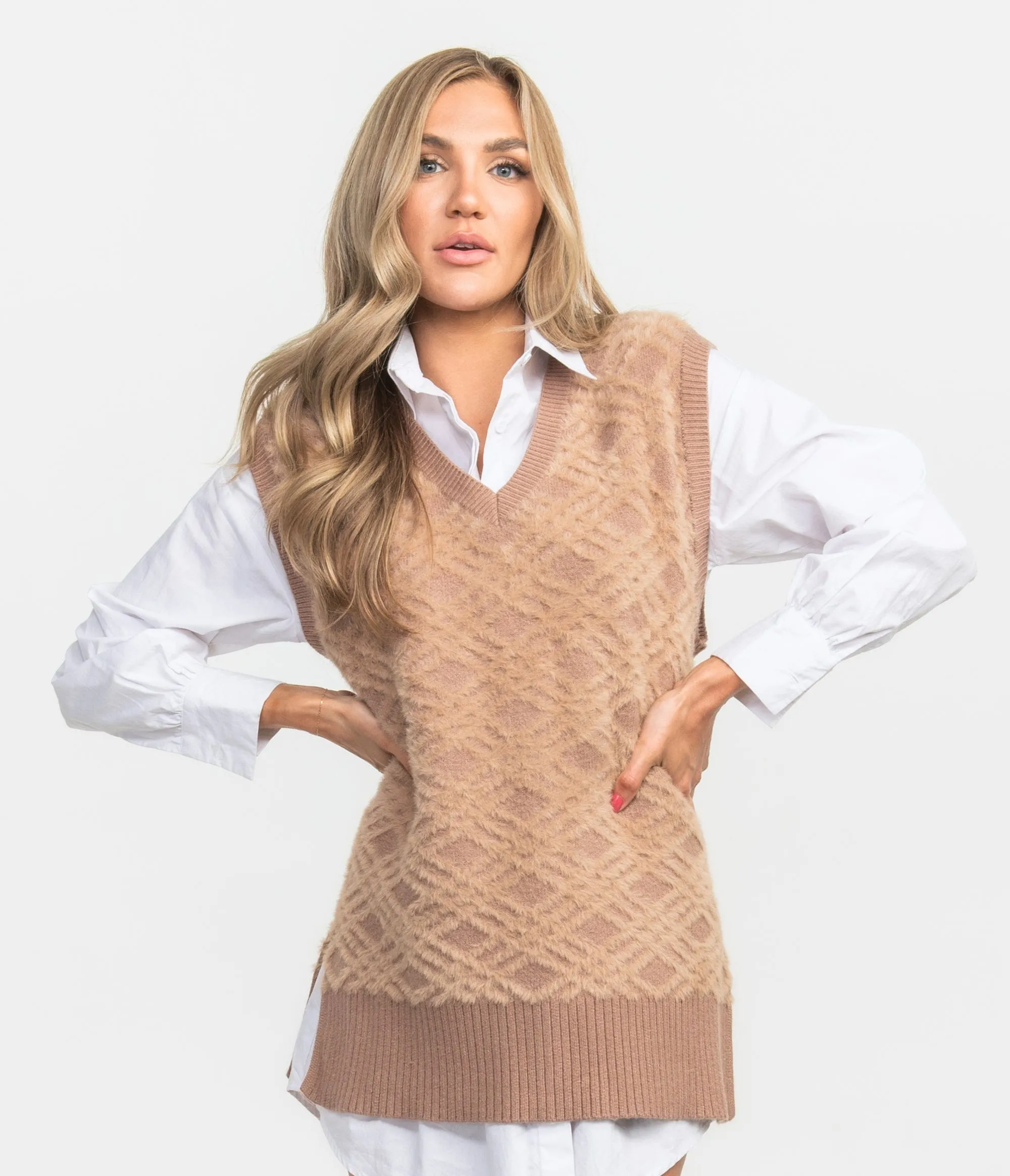 Sweater Vest - Mocha Tan