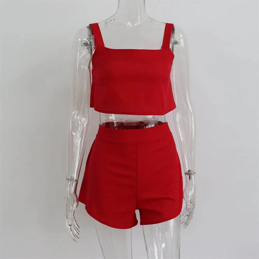 TEEK - Square Collar Tank Vest Shorts Set