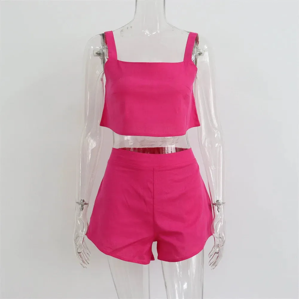 TEEK - Square Collar Tank Vest Shorts Set