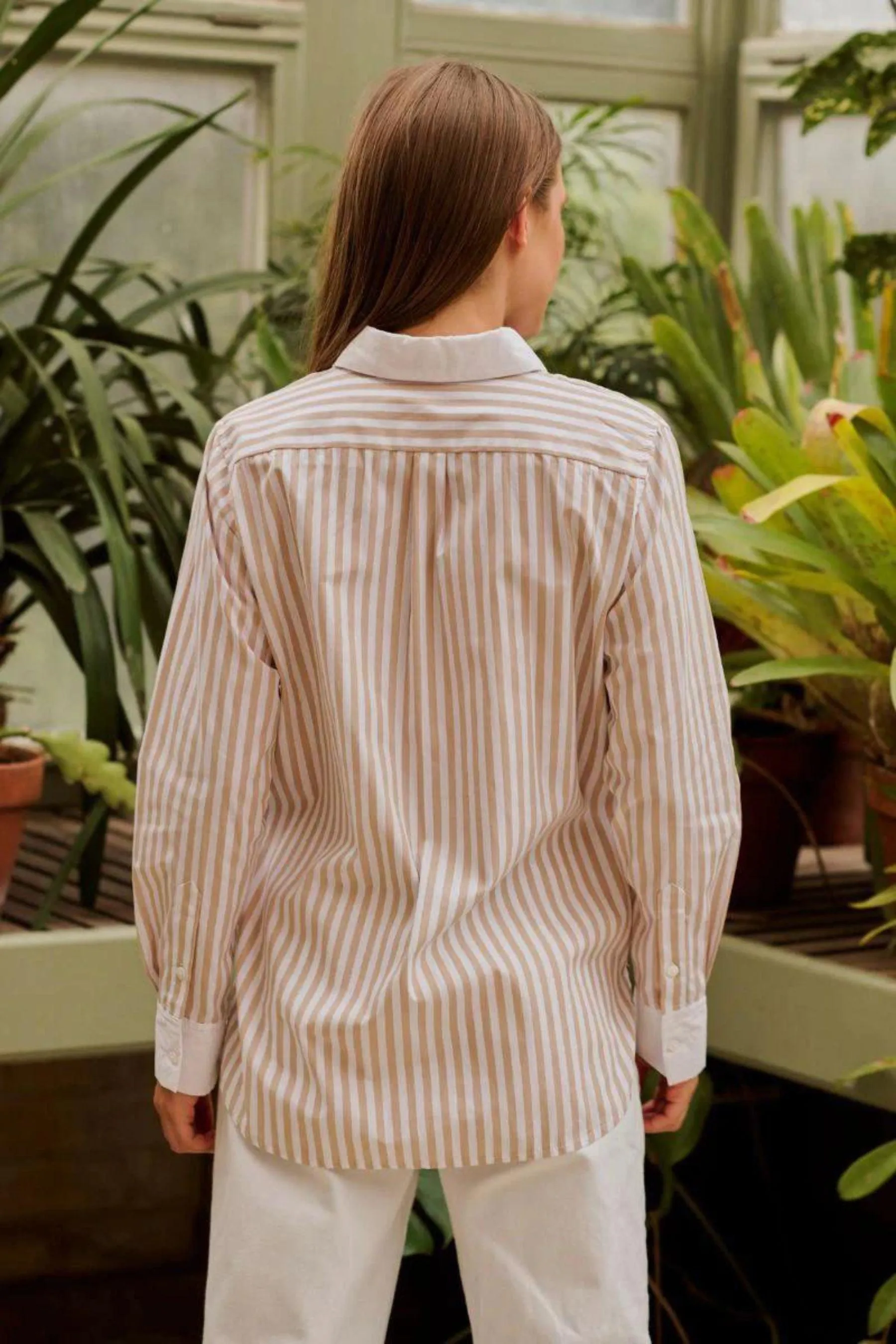 The Bianca Classic Banker Shirt | Stone Stripe