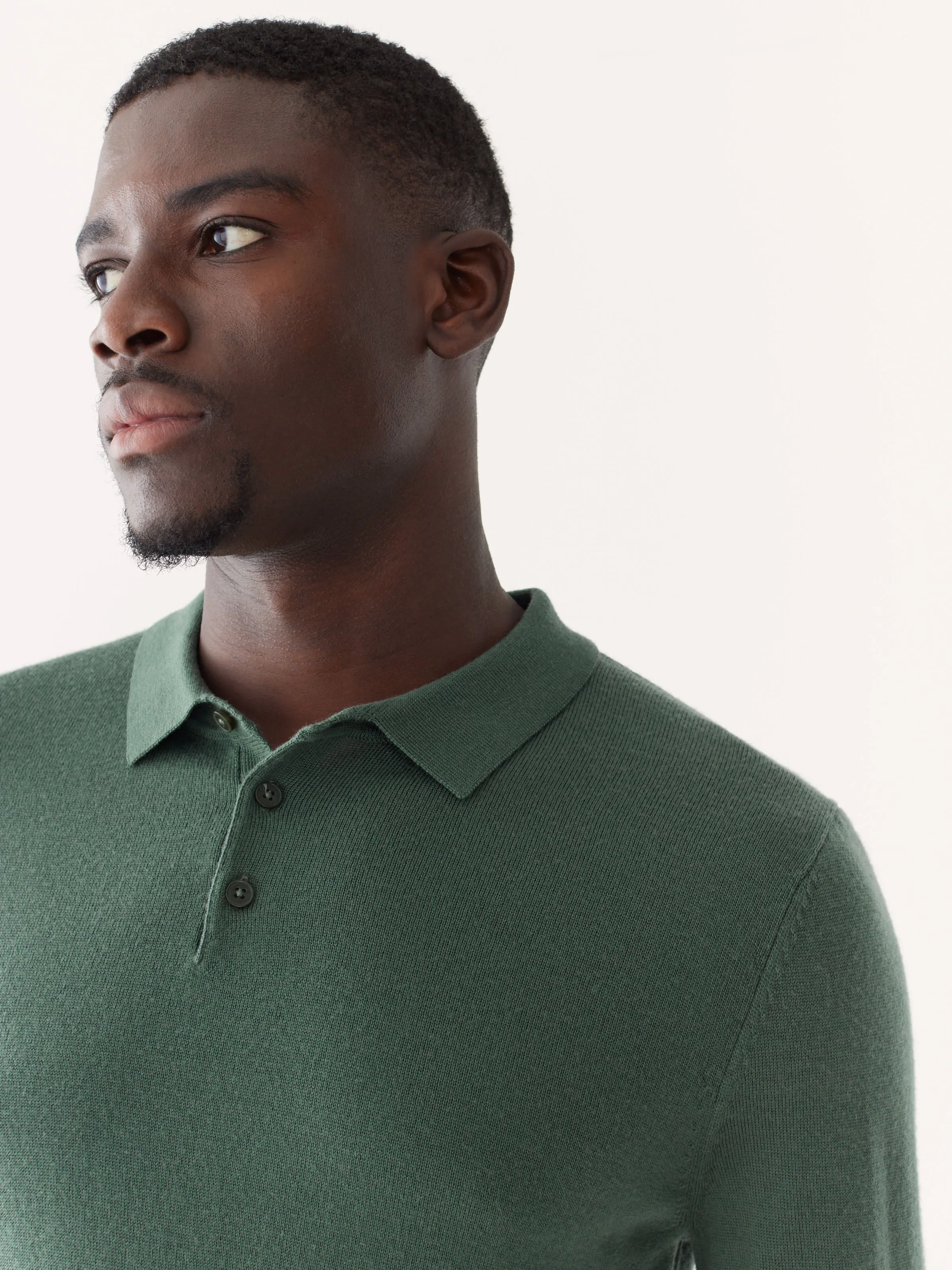 The Merino Polo Sweater in Light Green