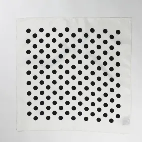 The Retro Dots - Twill Mulberry Silk Bandana - White