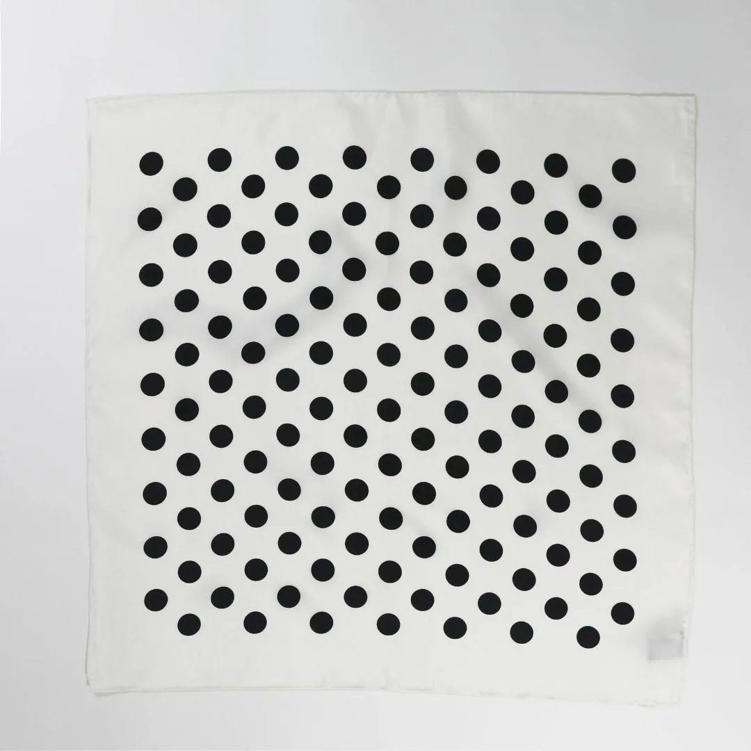 The Retro Dots - Twill Mulberry Silk Bandana - White