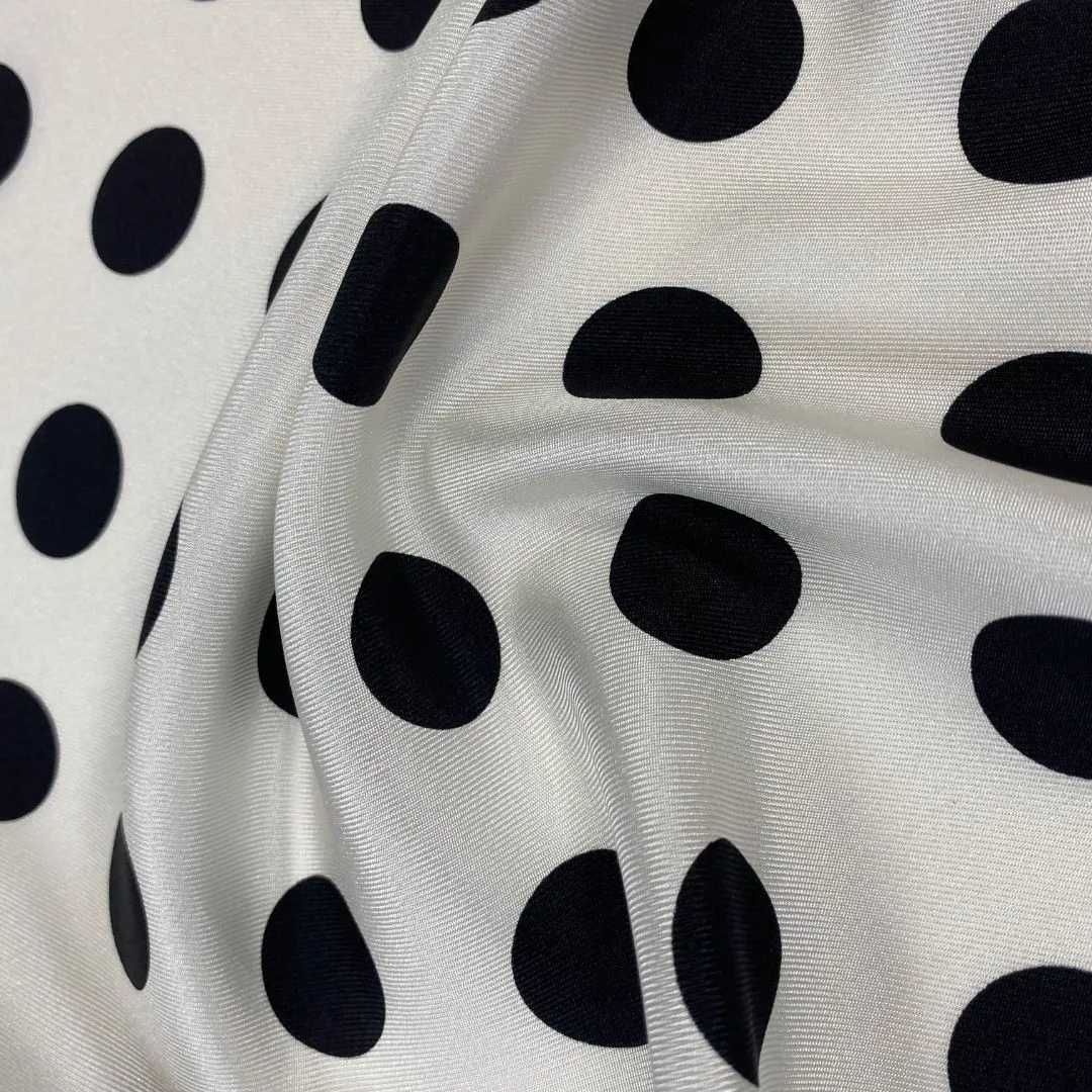 The Retro Dots - Twill Mulberry Silk Bandana - White