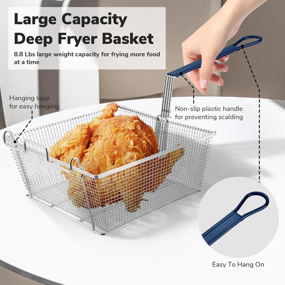 TheLAShop 13" Large Fryer Basket Replacement 8.8 lbs Capacity