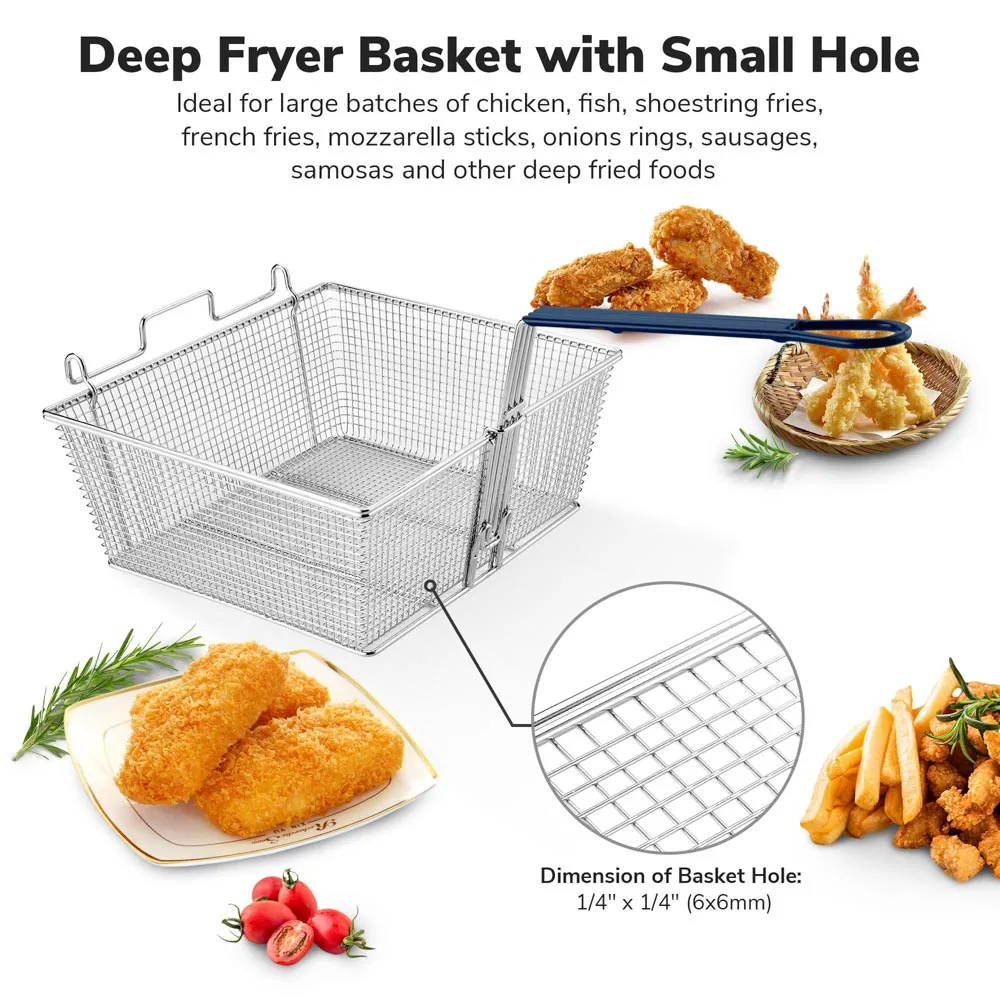 TheLAShop 13" Large Fryer Basket Replacement 8.8 lbs Capacity