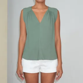 TRANSIT SLEEVELESS TOP - Crinkled Rayon | Light Olive Green