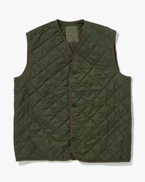 US Vintage Quilted Liner Vest, Unknown Brand, Forest Green with Green Accents - 1