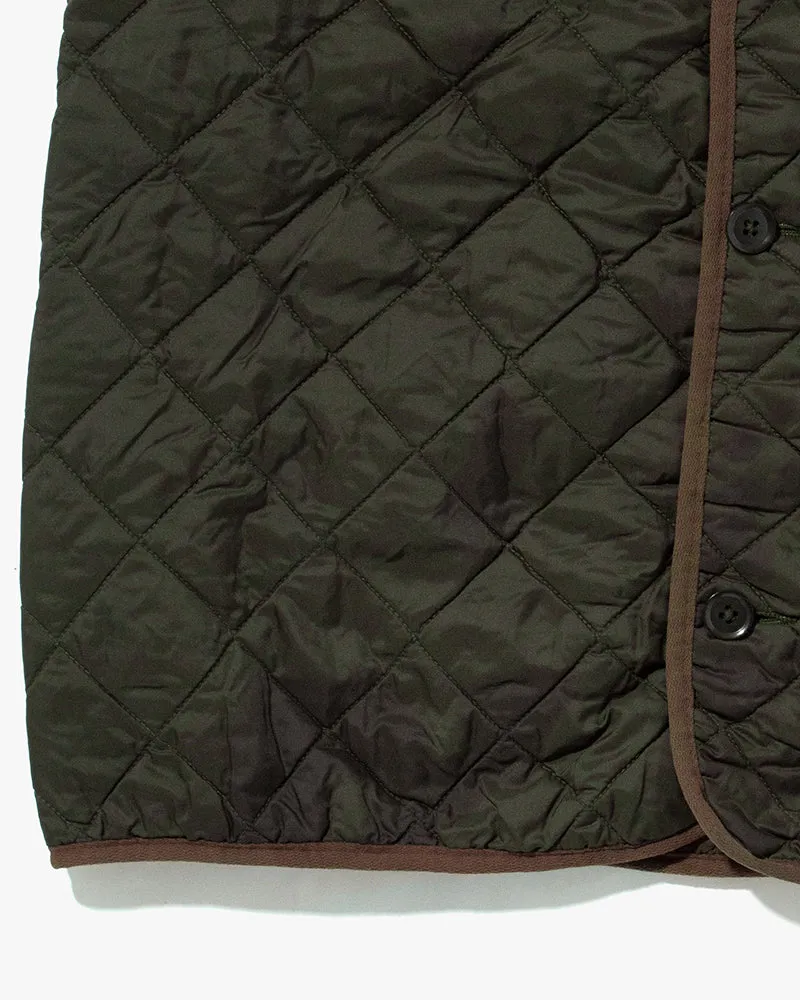 US Vintage Quilted Liner Vest, Unknown Brand, Military Green with Olive Accents - 1