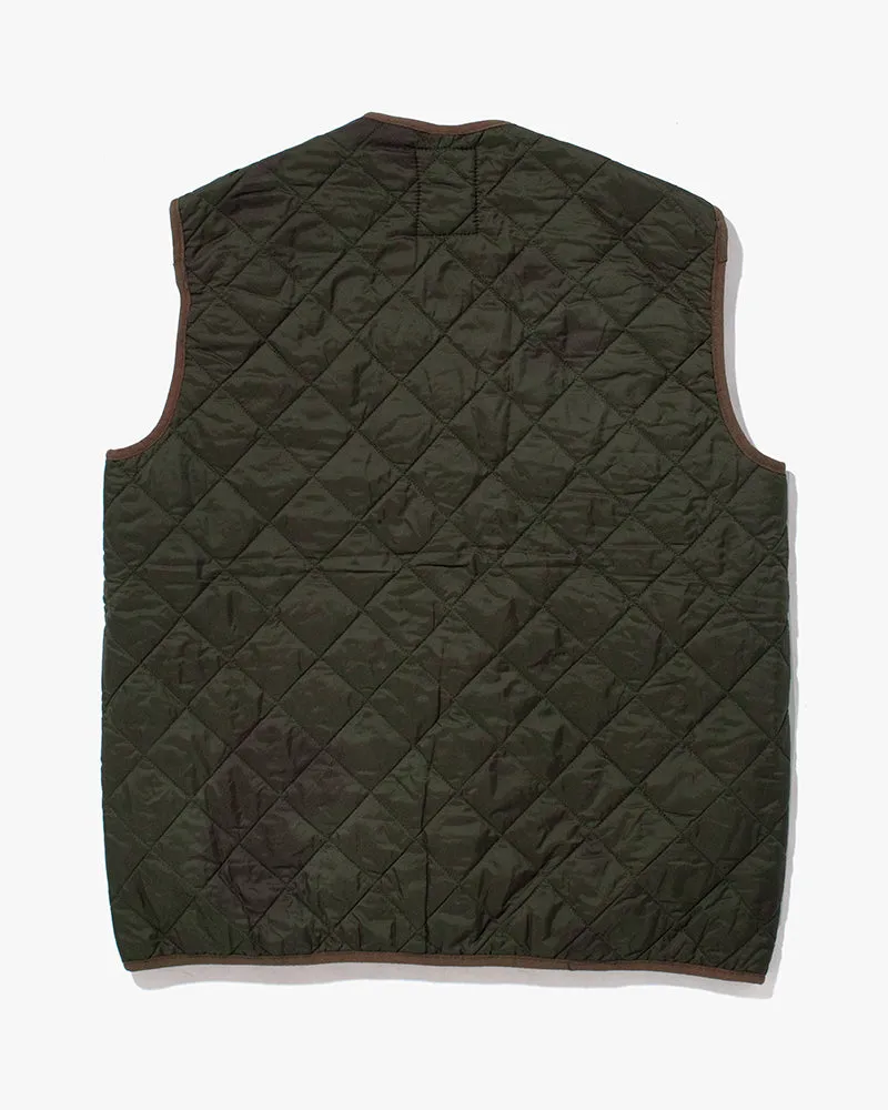 US Vintage Quilted Liner Vest, Unknown Brand, Military Green with Olive Accents - 1