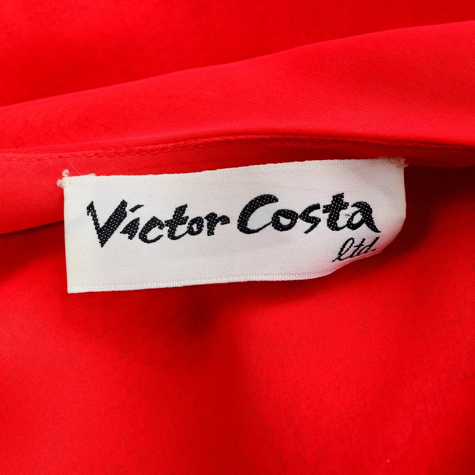 Victor Costa Vintage Red Chiffon Asymmetrical One Shoulder Evening Dress