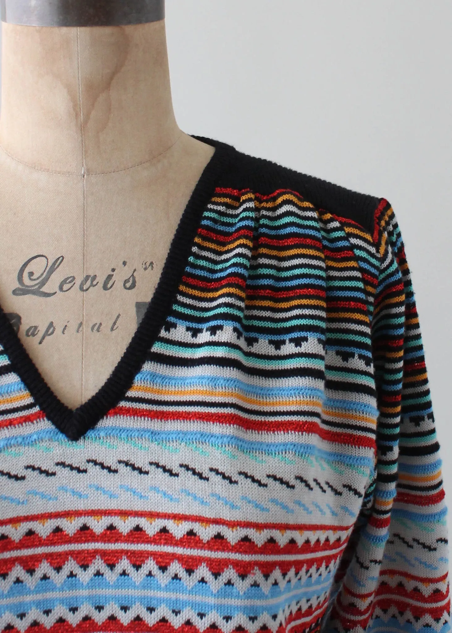 Vintage 1970s Sparkle Striped Sweater