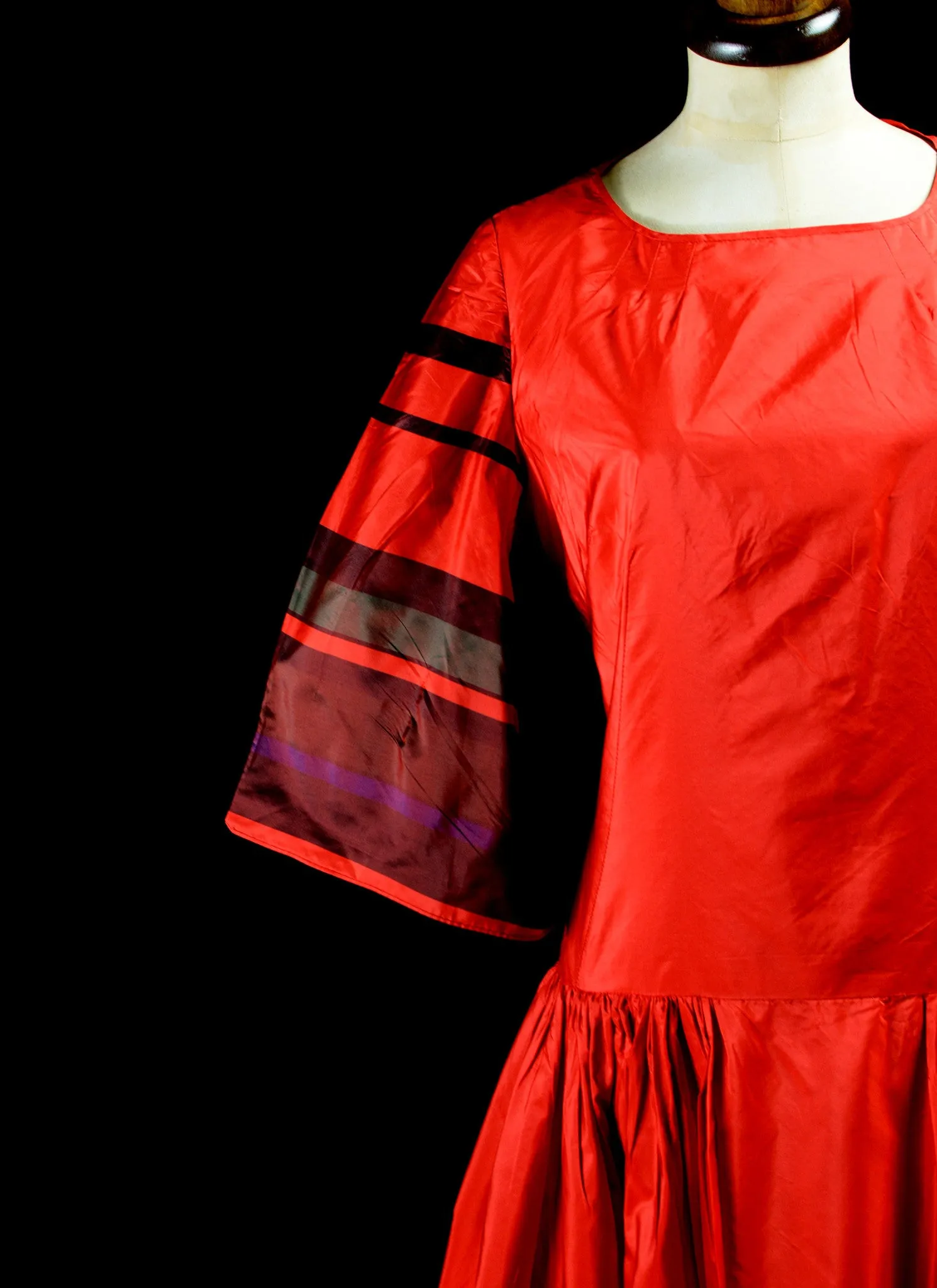 Vintage 1980s Red Stripe Maxi Dress