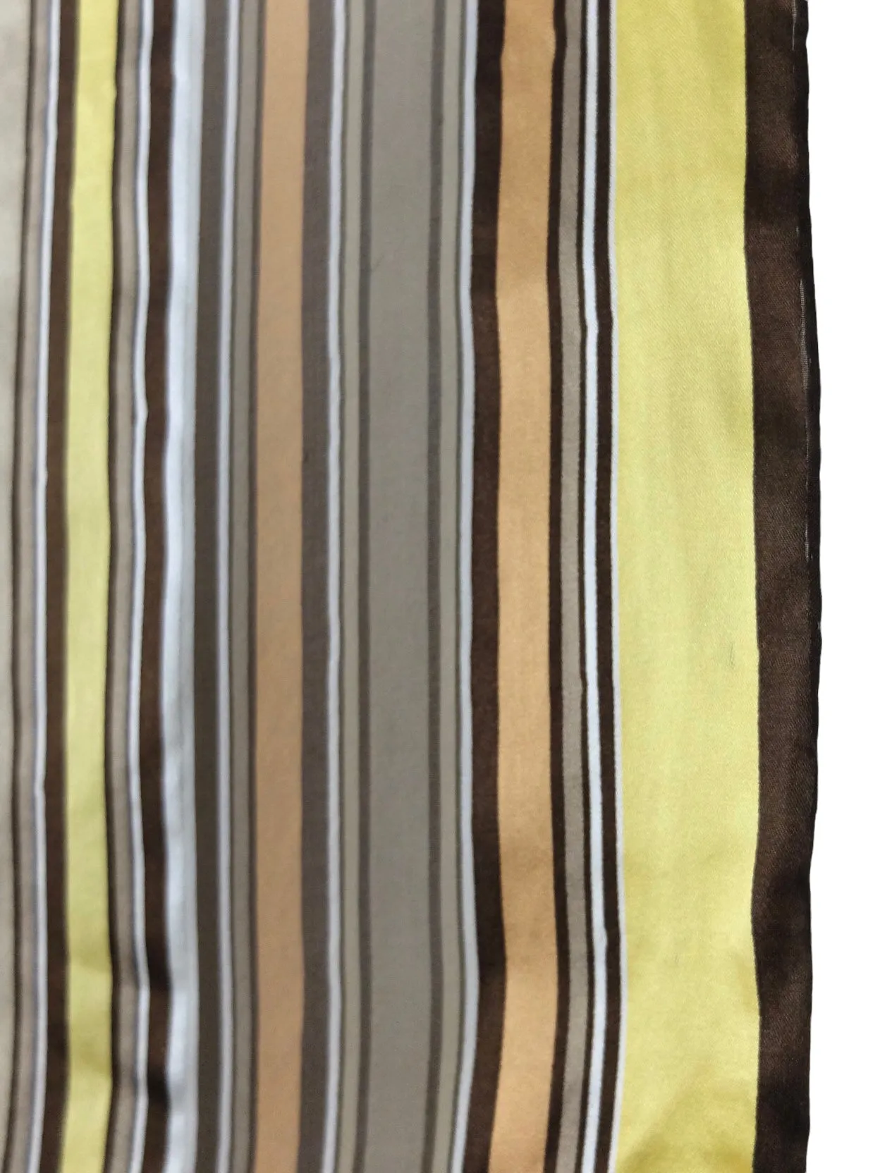 Vintage 70s Silk Mod Retro Brown & Yellow Striped Square Bandana Neck Tie Scarf with Hand-Rolled Hem