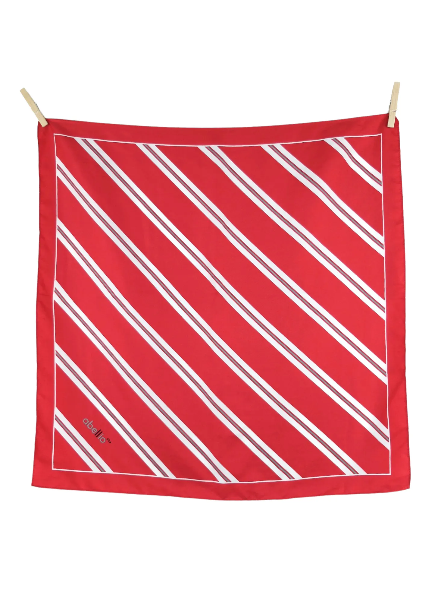 Vintage 80s Mod Retro Pinup Style Bright Red & White Striped Small Square Bandana Neck Tie Scarf