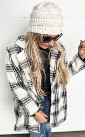 White Plaid Shacket Jacket