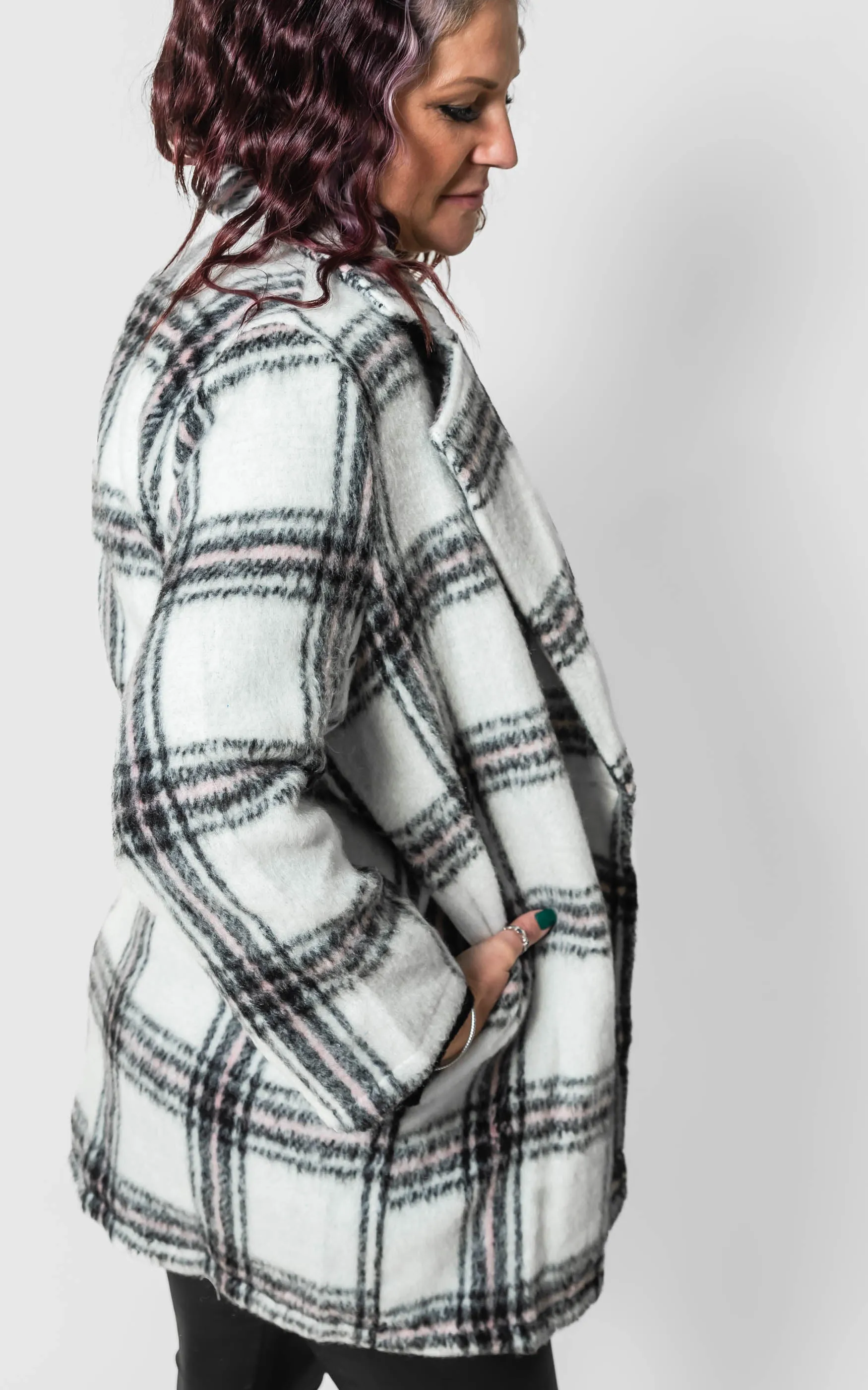 White Plaid Shacket Jacket