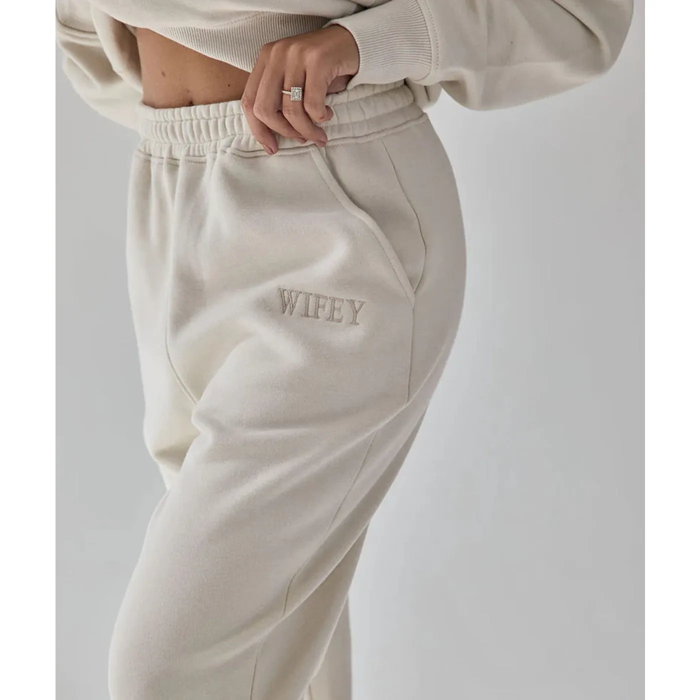 Wifey Statement Sweatpants - Champagne