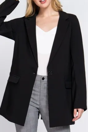 Women's Casual Long Sleeve Single Breasted Tunic Blazer