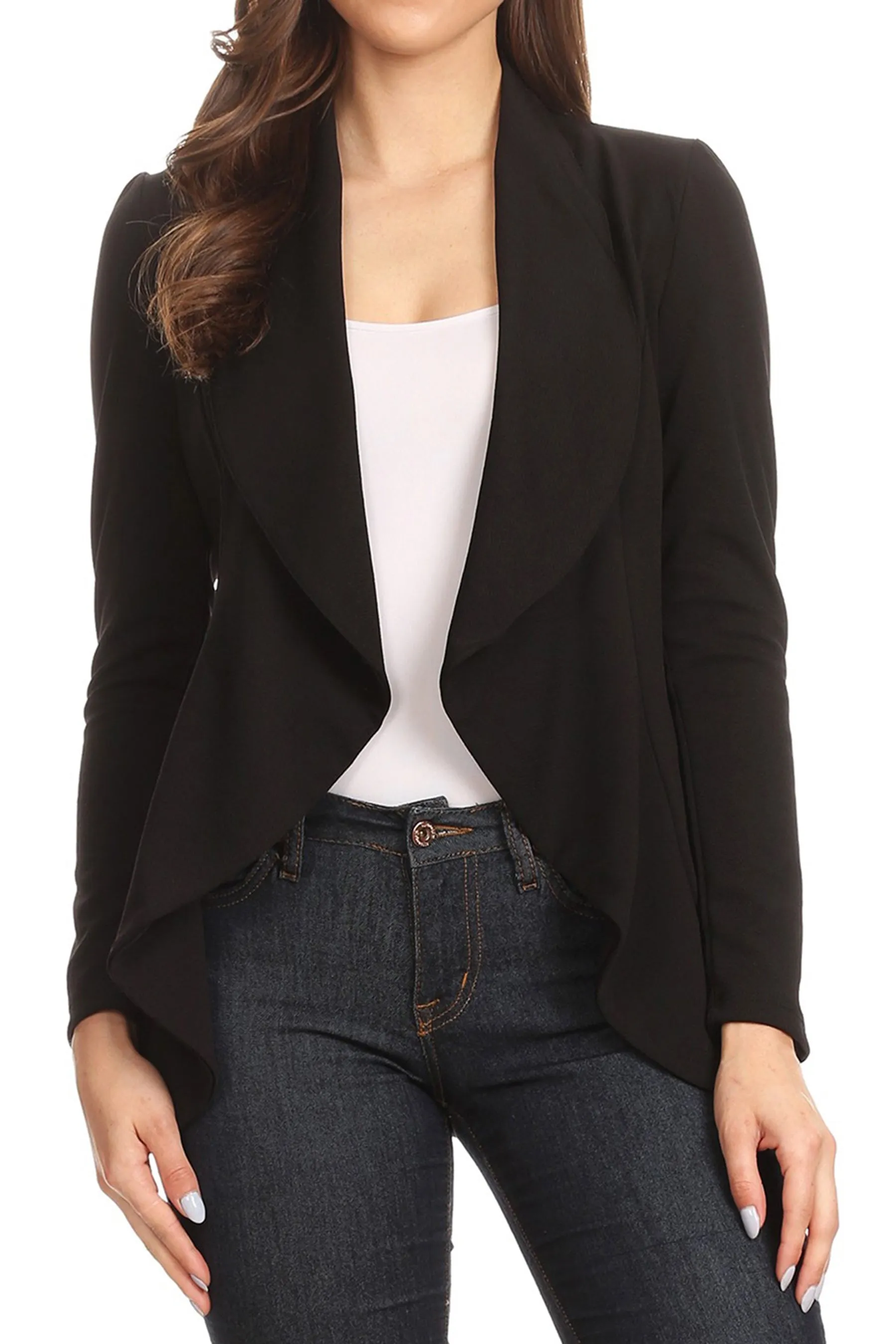 Women's Casual Solid Long Sleeve Loose Fit Open Blazer Jacket