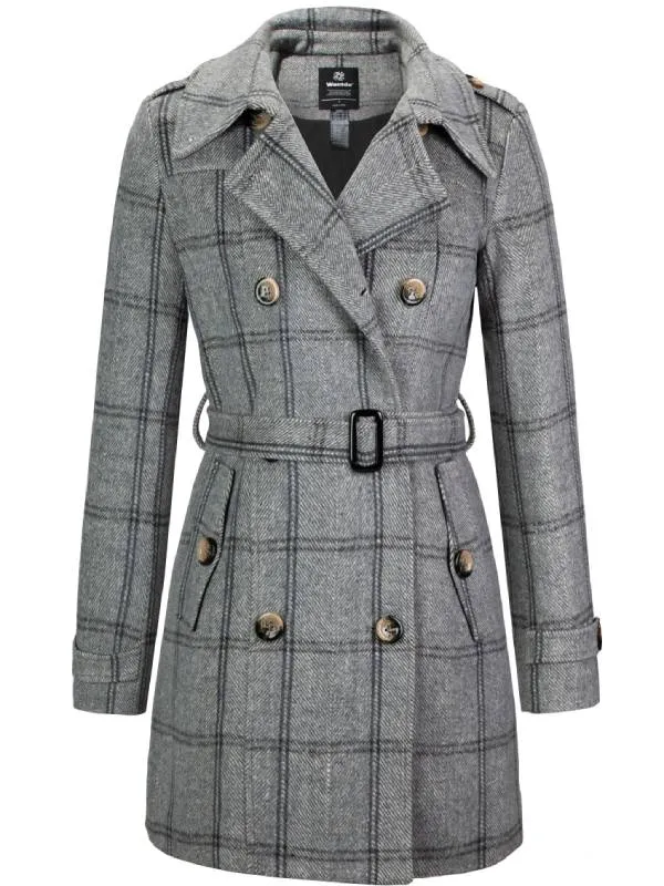 Women's Double Breasted Belted Pea Coat