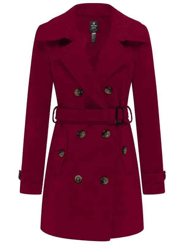 Women's Double Breasted Belted Pea Coat